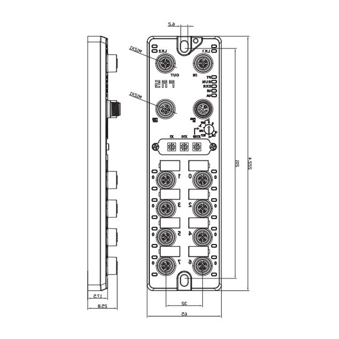 EtherCAT protocol, M12 interface, 16DI/DO configurable, NPN, remote module, 006E61