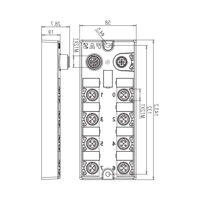 M12接口，IO-Link Hub， NPN, 16DI，可扩展模块，00B933